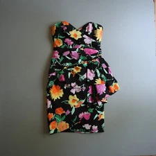 Vintage Victor Costa Dress Floral Party Bombshell Cocktail Womens Medium USA 80s