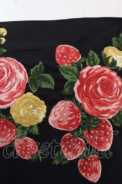Jane Marple Strawberry Embroidered Tunic Dress Black M