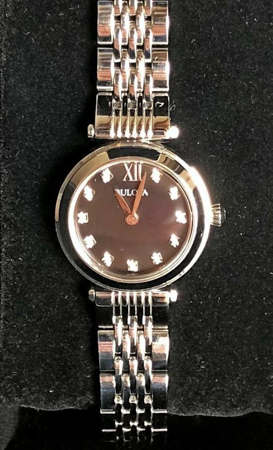 Bulova 96S169 Ladies Black Mother Of Pearl with Diamonds Wristwatch - Image 2 of 4
