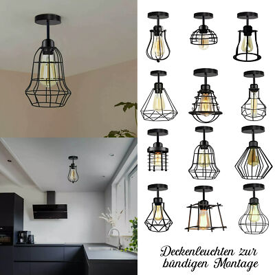 Vintage Industrie Deckenleuchte Metall E27 Käfig Lampe Retro Loft Design Fitting