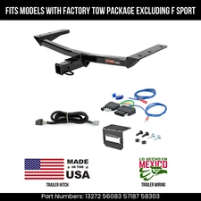 For 16-19 Lexus RX350 Trailer Hitch w/ 5 Pin Wiring Fit TowPKG Exc F Sport Curt