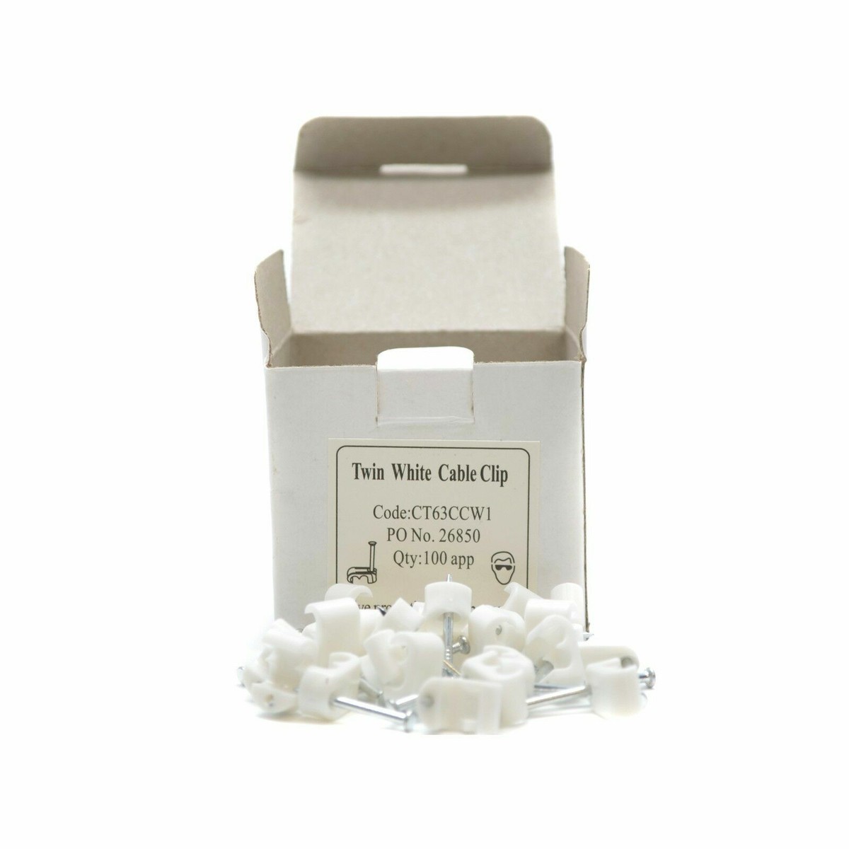 WF65 CT63 Clip 100 Clip Per Cavo Coassiale Doppio Bianco - Per - Foto 11