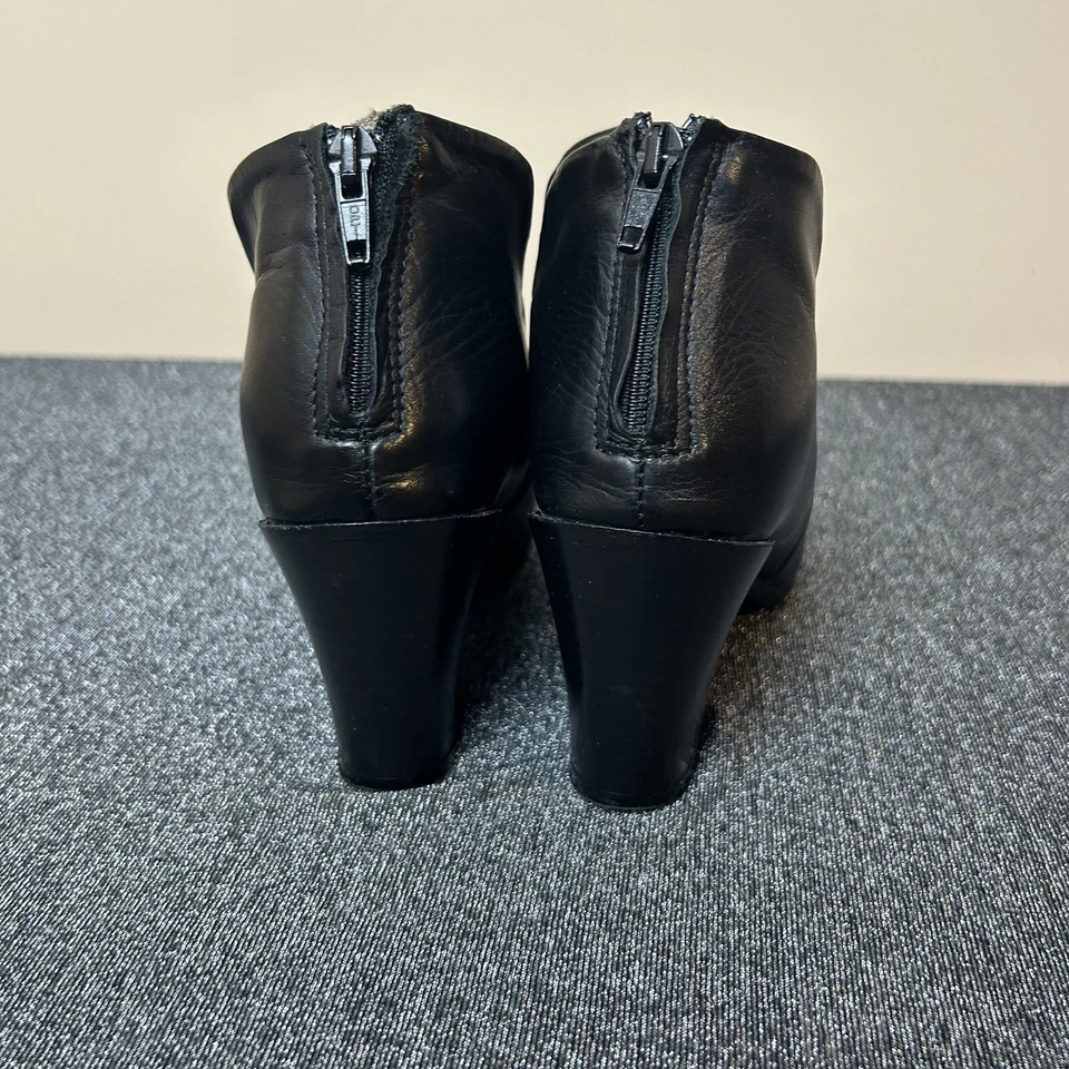 Lilimill T. Moro Botines Cuero Negro Italia Cremallera Trasera Tacón Bloque 38 EE. UU. 7,5 Foto 3 de 4
