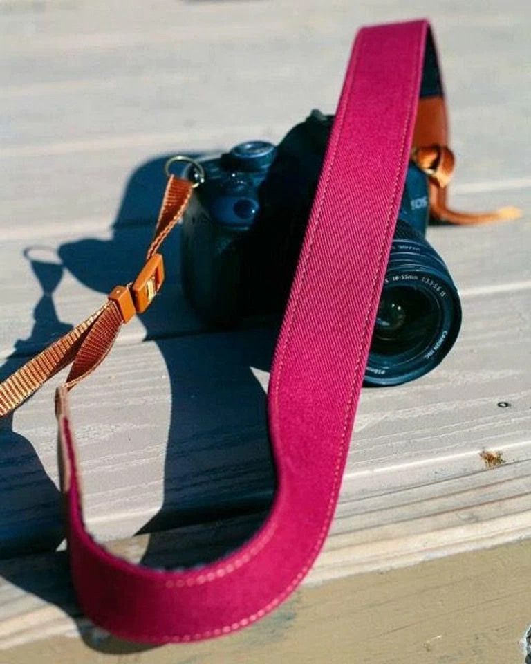 The Burgundy Denim Camera Strap - Image 2 of 4