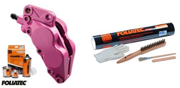 Kit peinture étrier Foliatec rose métallisé et nettoyant frein Peugeot