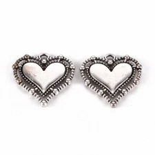 4 Heart Charms Antiqued Silver Love Pendants Filigree Valentines Day Jewelry 