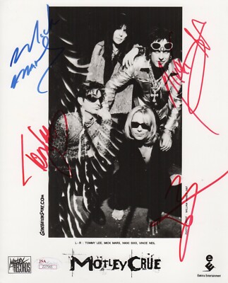 MOTLEY CRUE X4 TOMMY VINCE MICK & NIKKI SIGNED GENERATION SWINE 8X10 PHOTO JSA
