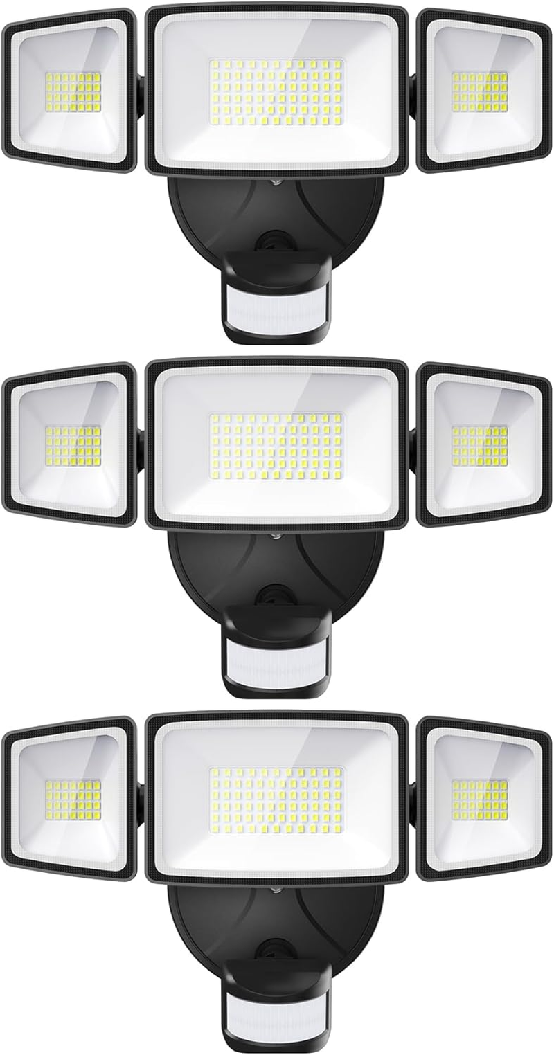 3 Pack 65W LED Motion Sensor Outdoor Lights, Security Light Motion Outdoor Flood