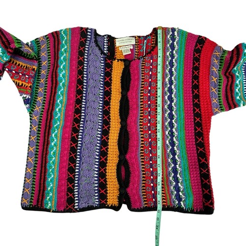 Casual Corner Limited Edition Knitted By Hand Cardigan Sweater Small Rainbow - Picture 7 of 7