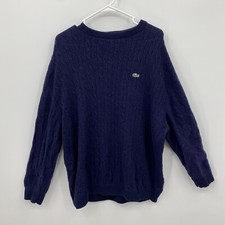 Lacoste Men's Long Sleeve Knit Sweater Business Casual Solid Blue Size 8