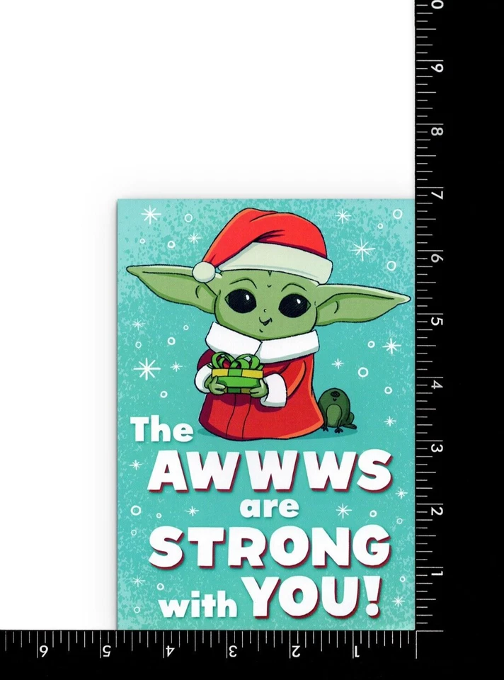 Star Wars Mandalorian CHRISTMAS Card, Cute Baby Yoda by Hallmark + Envelope - Image 4 of 4