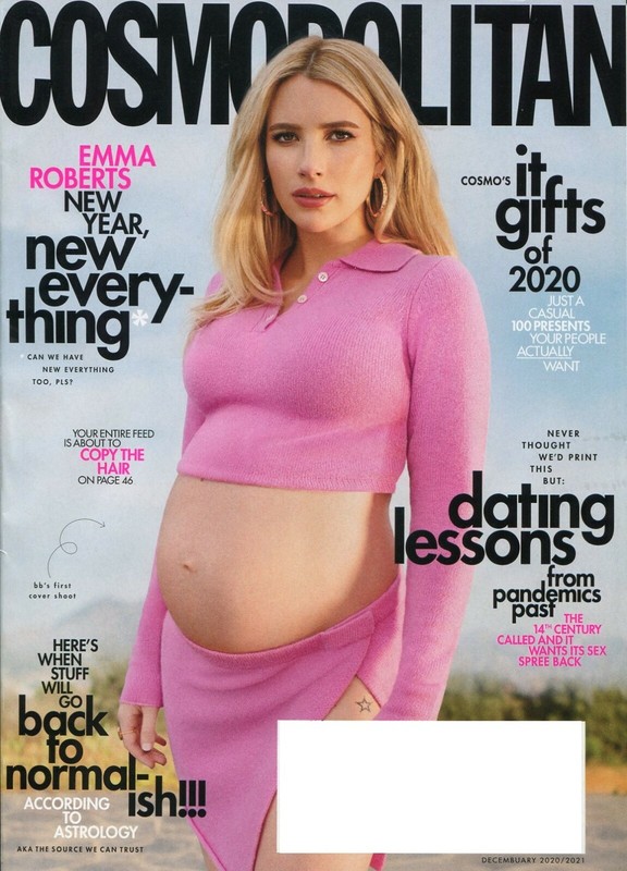 Cosmopolitan Magazine Decembuary 2020 / 2021 - Emma Roberts & Dating Lessons