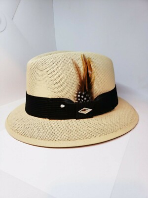 Mens Classic tan lowrider center crease hat fedora Derby | eBay