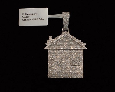 MOISSANITE Real 925 Sterling Silver Iced Hip Hop Piece Trap Hou Pendant Necklace