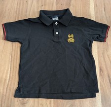 Psycho Bunny Boys Black Pima Cotton Polo Sz 7/8 Embroidered Logo Bunny
