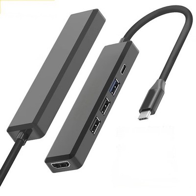 5-in-1 Type C Docking Station 4K HDMI-COMPATIBLE USB 3.0 100W Fast Charging