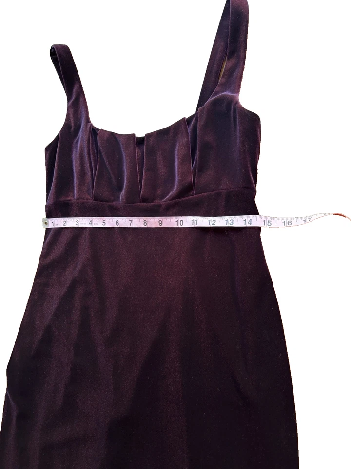 Vestido De Colección David Meister Vino Borgoña Terciopelo Talla 8 Hecho en EE. UU. Fiesta de Vacaciones Foto 3 de 4
