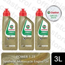 Castrol POWER 1 2T Motorcycle Engine Oil 2 Stroke Part Synthetic 1 Litre, 3 Pack