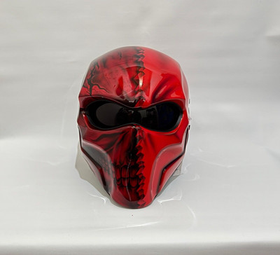 CHOPPER DEATHSTROKE HELM MIT ROTEM RISSIGEM SKULL 3D BRUSH DOT & ECE...