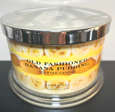 HomeWorx by Slatkin Old Fashioned Banana Pudding 4-Wick 18oz Candle NEW