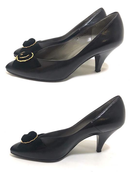 Decolte Yves Saint Laurent YSL tacco EU 35 nero pelle nastro 0102282K autentiche