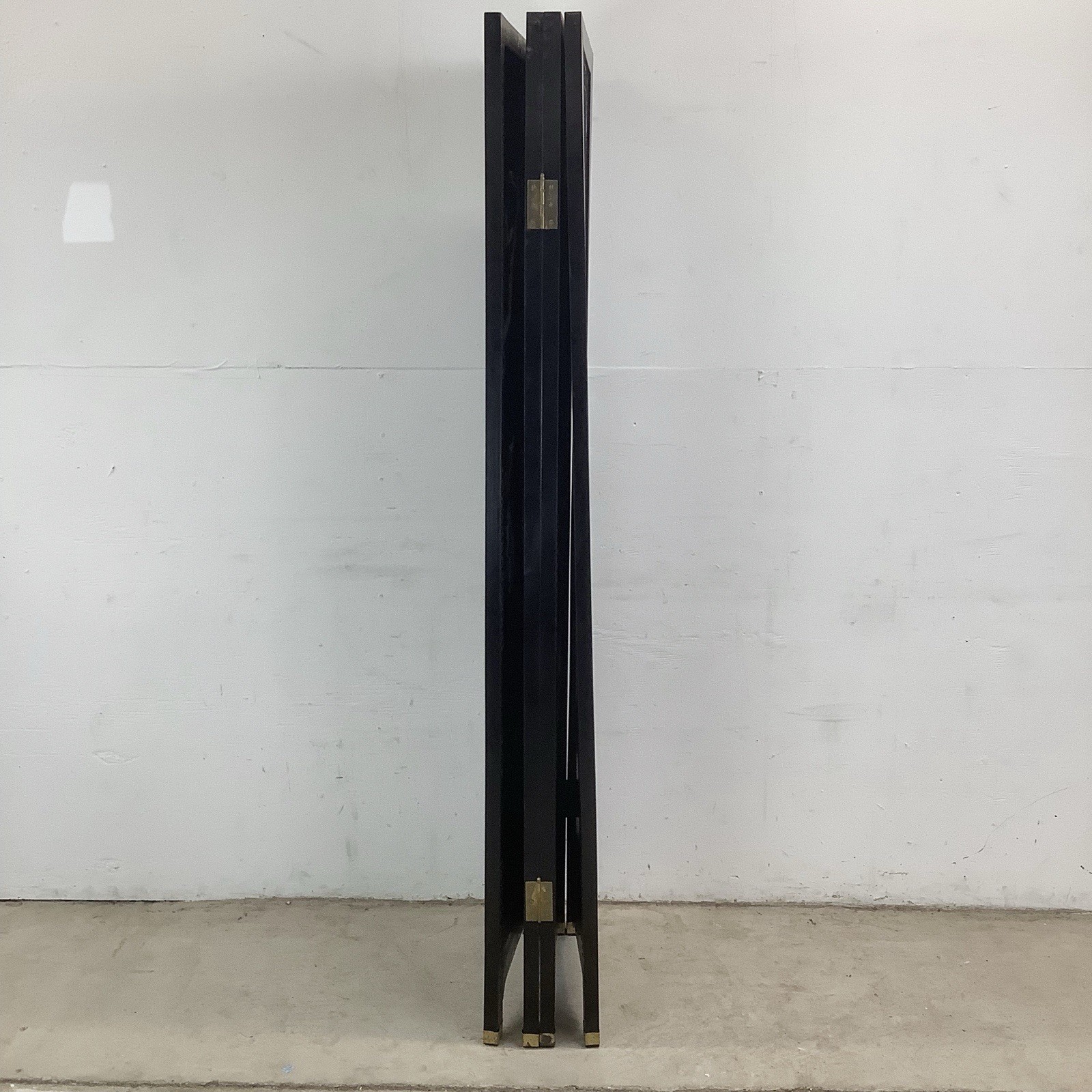 Vintage Black Lacquer Chinoiserie Folding Screen