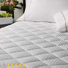 Plush Quilted Mattress Pad Deep Fitted Hypoallergenic Water-Resistant Queen New