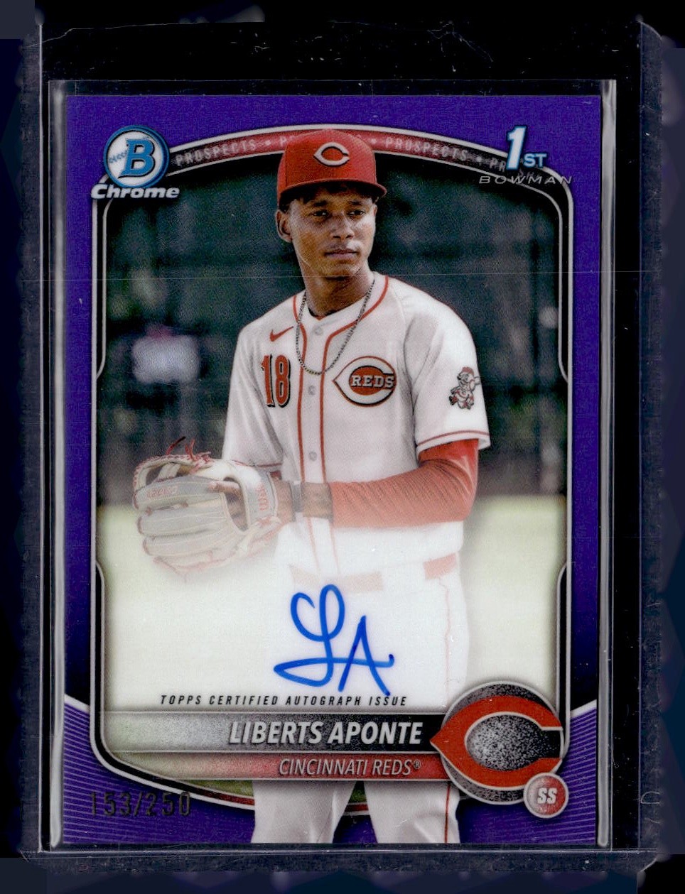 2025 Bowman Chrome #CPA-LA Liberts Aponte 1st Bowman True Purple Auto /250