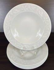 6 Beautiful Pier 1 England Newport Rimmed Soup Salad Bowls Gray Leaves
