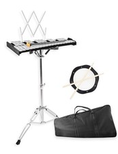 32 Notes Glockenspiel Bell Kit with 8'' Practice Pad, Adjustable Height Stand...
