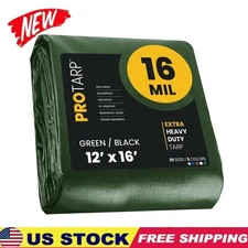Heavy Duty 16 Mil Tarp Cover Waterproof UV Resistant Poly Tarpaulin 12′ X 16′