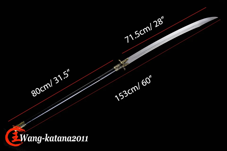 60" Sharp Kungfu Long Big Dao Tang Sword & Broadsword 2in1 High Manganese Steel - Image 3 of 4