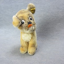 Vintage Steiff Gold Button Mopsy Pug Dog Jointed Neck 1960's Tongue Out