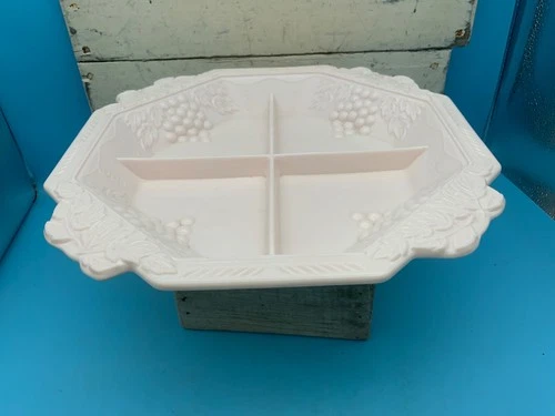 Vintage Jeanette Light Pink Milkglass Divided Relish Dish, 12"