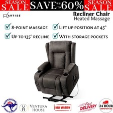 Artiss Recliner Chair Lift Assist Heated Massage Padded Seat Cup Holder Pockets