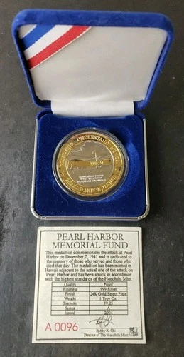 1oz Silver Pearl Harbor Memorial Fund Gilded Round