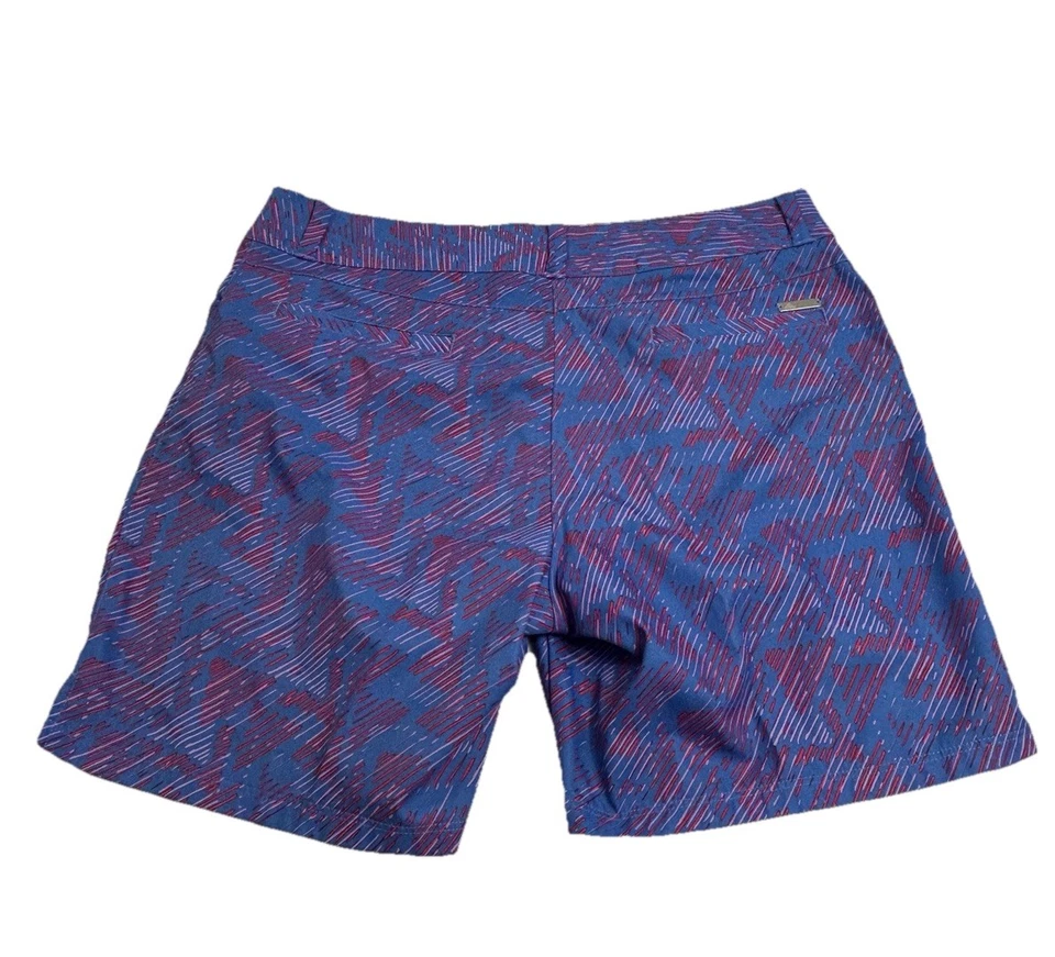 Adidas Golf Shorts Womens 10 Blue Pink Geometric Print Polyester Pockets - Image 2 of 4