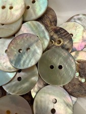 Abalone Shell Buttons: Natural Mother of Pearl, 2-Hole, 20mm 10PC 