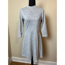 jon & anna gray long sleeve sweater skater dress mock neck a-line medium