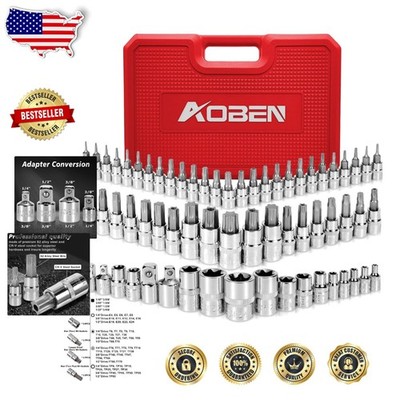 Heavy Duty 64pc Torx Socket Set, S2/Cr-V Steel, E4-E24, T6-T70, Blow Mold Case