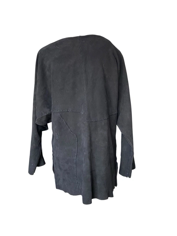 Vintage ERDA Deerskin Suede Tunic Top Black Artisan Western Hippie Festival 70s — 第 4/4 张图片