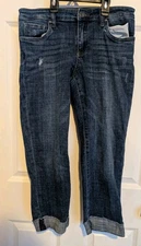 Kut From The Kloth Jeans Women's Sz 6 Blue Wash Amy Crop Straight Leg Cuffed