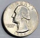 1964-D Washington Quarter - Almost Uncirculated (AU) condition - 90% Silver