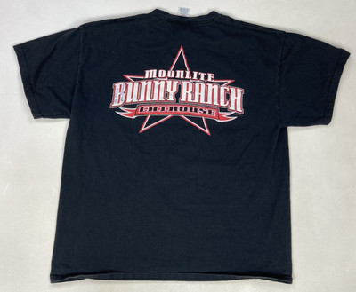 VINTAGE HBO Cathouse Moonlite Bunny Ranch 2006 Graphic T-shirt Men XL Black Y2K