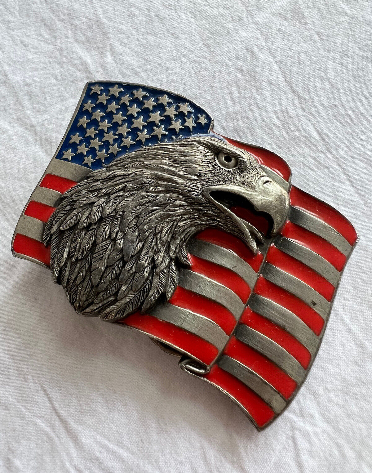 Vintage American Flag & Eagle Rare Brass Belt Buc… - image 5
