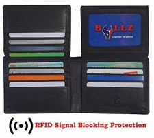 RFID Leather Men's Bifold Wallet Slim Hipster Thick Cow Credit Card New Black
