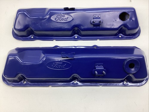 OEM FORD 429 / 460 BIG BLOCK VALVE COVER SET - FORD BLUE - Picture 2 of 20
