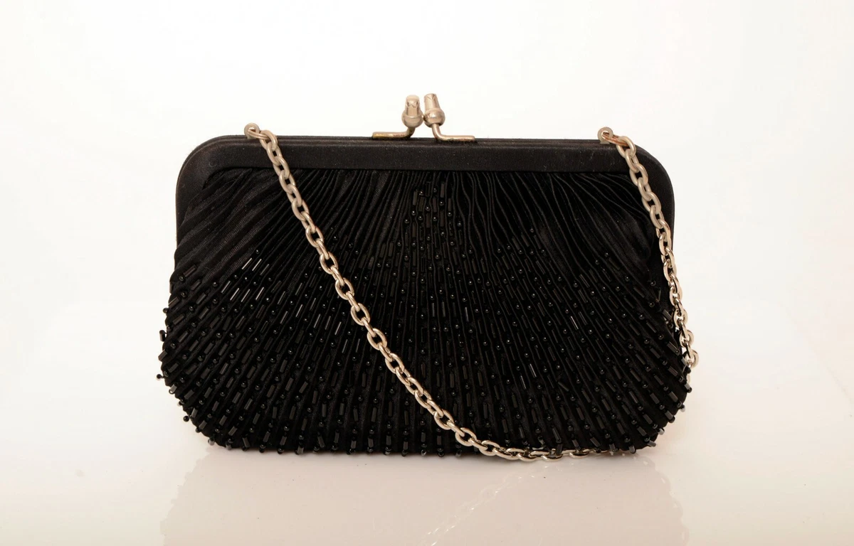 La Sera by Franchi Womens Purse Black Beaded Small | eBay