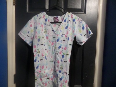 Divine Scrubs By JDM Uniforms Scrub Top Women's Size L Cancer