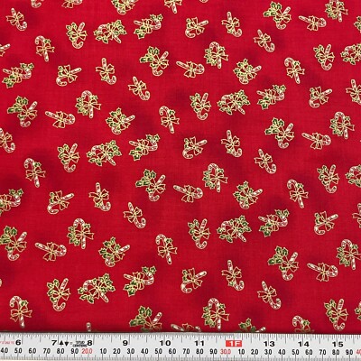 Metallic Candy Canes by Beth Bruske for David Textiles Cotton by the HALF YARD